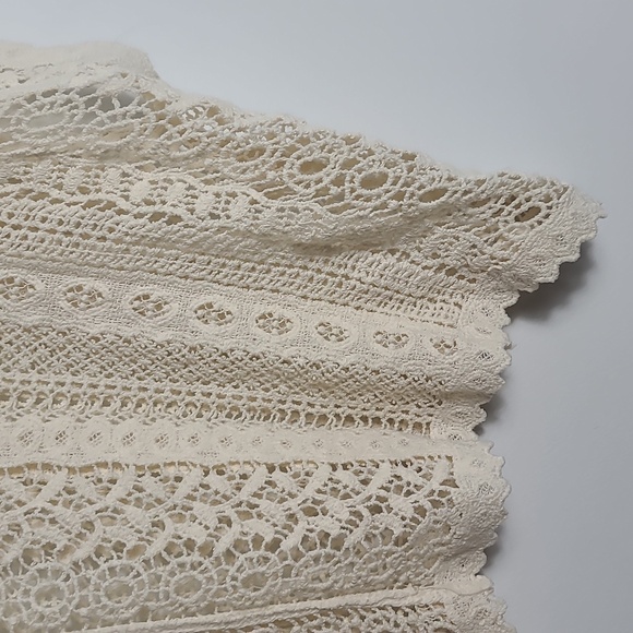 LILIBLEU Cream Colored Lace Overlay Crochet 100% Cotton Top Size O/S - Picture 9 of 14